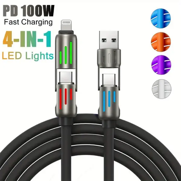 DURABLE LIGHTING FAST 4 in 1 240W  CHARGER PURPLE OR GREY $7.99 Charging Cellphone
