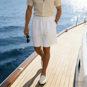 Old Money Casual Sports Shorts: Minimalist, Basic, Loose-Fit Straight-Leg Cropped Shorts(WHITE)-8868