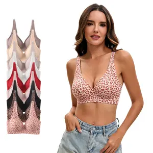 2026 New Arrival Deep V Wireless Bra with Jelly Strips, Full Coverage Seamless Everyday Bra for Women light support t-shirt bra woman comfortable push push-up underwire bralette