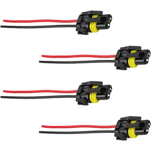 4 PCS Wiring Harness Headlight Plug, 9005 9006 9012 HB3 HB4 Female Adapter Wiring Harness Sockets Wire, Headlight Connectors for Headlights Fog Lights, Car Accessories
