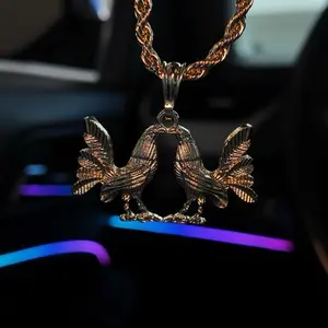 Gold Plated Rooster Necklace with 24 Inch Rope Chain for Men - Stylish and Durable Jewelry