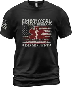 Emotional Support Husband Do Not Pet Shirt, Emotional Support Human T-Shirt, Funny Shirts for Husband, Funny Dad for Men T-Shirt