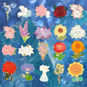 20 pcs cartoon flower pins various floral and plant styles, alloy badge accessories, suitable for clothes, hats, backpacks, daily wear, friends' jewelry gifts, seasonal decoration pins, jewelry gift pins outdoorfun