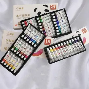 Watercolor Paint Set, 12/18/24pcs/set Colors Watercolor Paint with Brush, Professional Art Supplies for Painting, Drawing Supplies, Art Materials, Artist Bundle