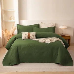 XAKING Solid Ultrasonic Soft Bedding Sets - All-Season Cooling Queen Comforter, Lightweight Breathable Quilted Duvet Covers, Matching Pillow Shams, Twin/Queen/King Sizes, Bedroom Home Decor
