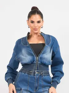 [XJK098] Round Neck Full Zip Blouson Jacket