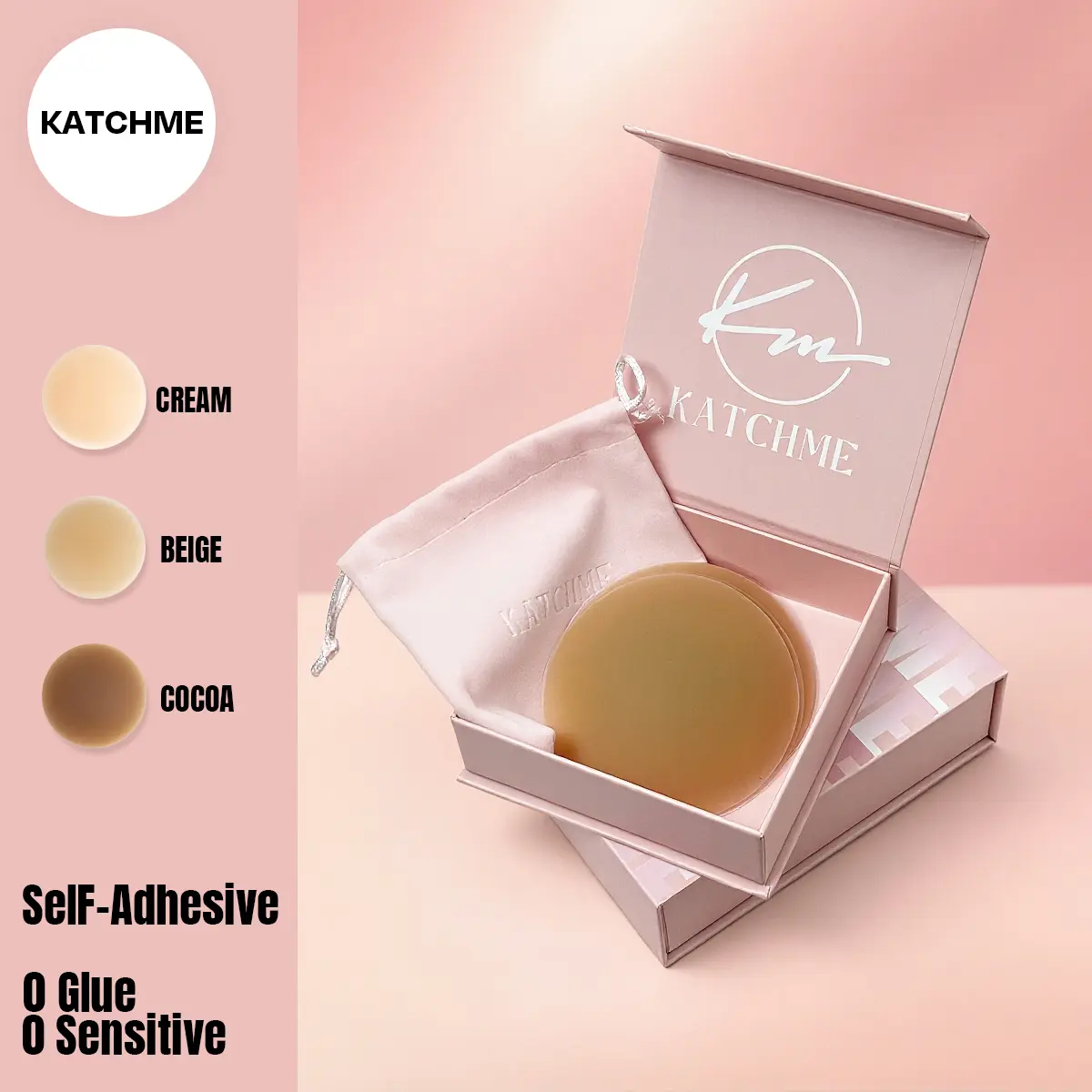 KatchMe Women's Basic Silicone Seamless Ultra Thin Reusable Nipple Covers With Travel Box, Adhesive Silicone Breast Petals, Invisible Soft Bra Pad Pasties