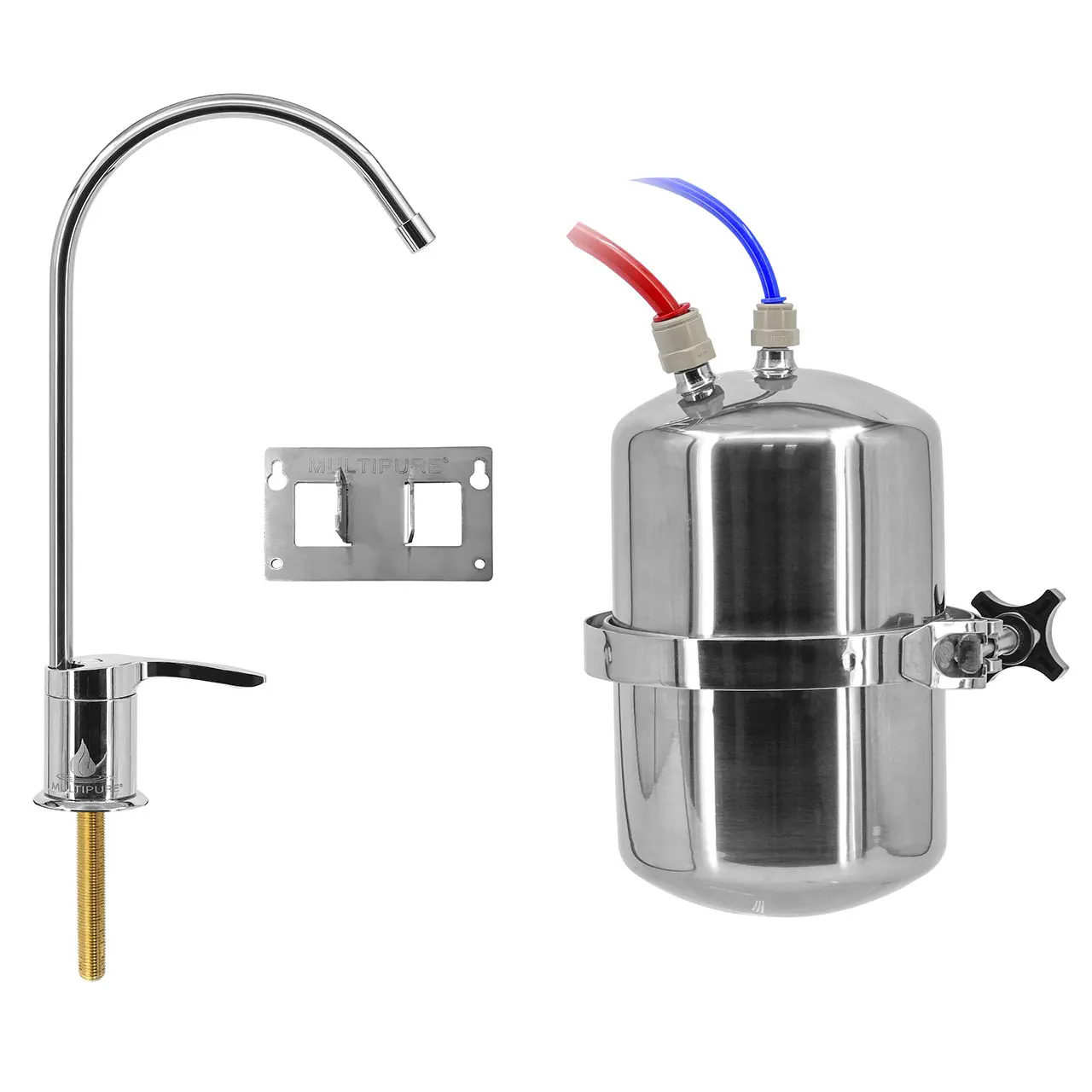 Multipure Aquaversa Drinking Water System with below-sink installation kit and Chrome Faucet