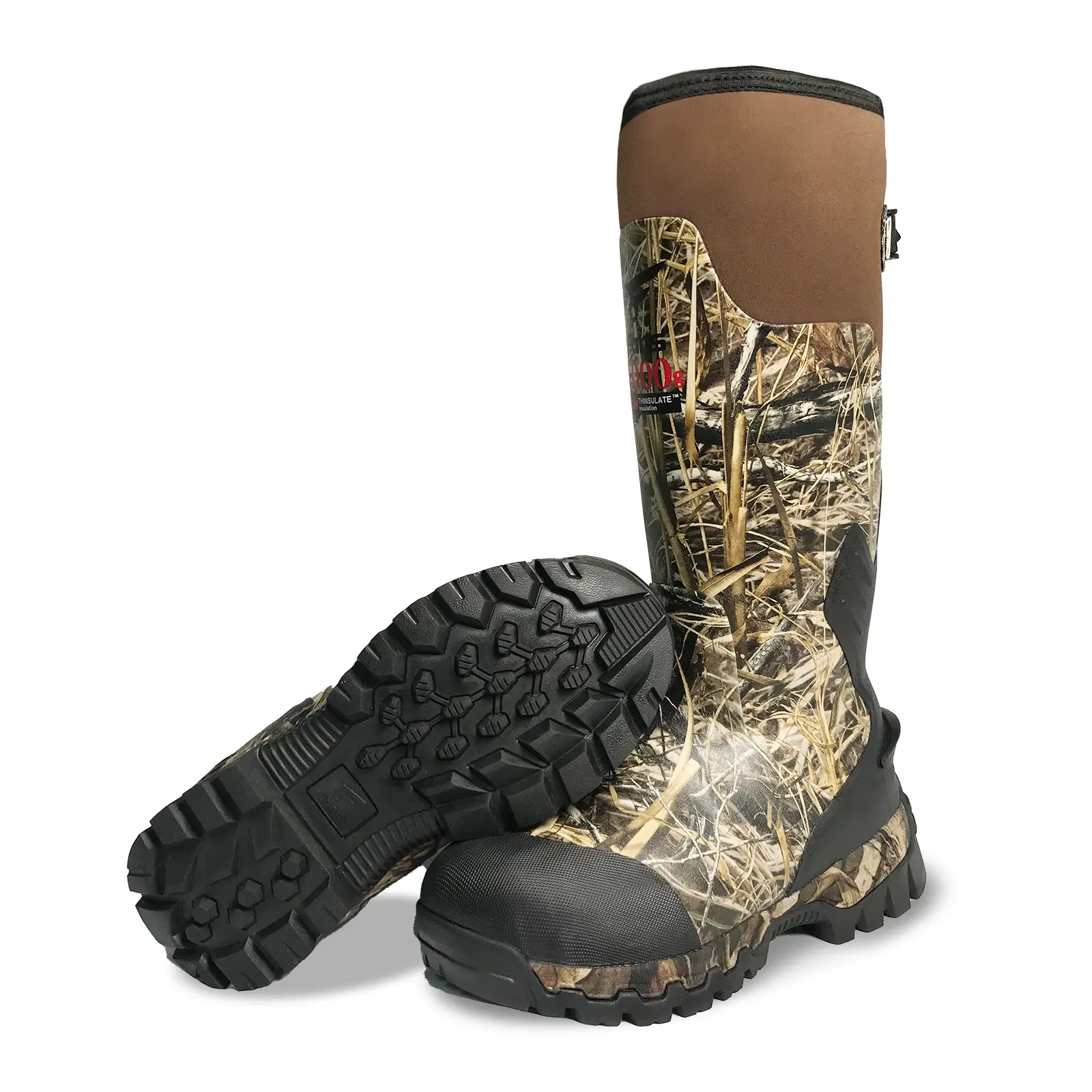 8Fans Hunting Boots for Men – 6mm Neoprene and Rubber Boot，1000G Thinsulate Insulated, Anti-Slip & Lightweight Outdoor Work Boots Durable Construction Comfort Footwear Walking Shoes, 22°F/-30°C To 41°F/5°C