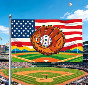 American Baseball Flag 3x5FT Single Sided Polyester Patriotic Sport Banner Outdoor Yard Porch Home Wall Decor USA Sports Fan Decoration Gift