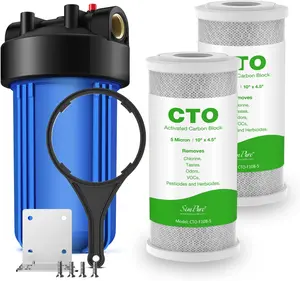 SimPure Whole House Water Filter System,10" x 4.5" CTO Activated Coconut Carbon & KDF Composite Filter,1" NPT Brass Port(DB10P)