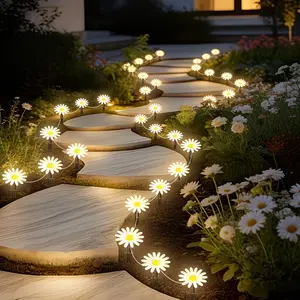 Solar LED Lawn Lights Outdoor Landscape Lamp, 8 Lighting Modes Daisy Light, Garden Decoration Pathway Lights for Yard Camping Party, Modern Outdoor Lighting