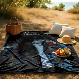 1 piece Junior H Live Performance Recording themed flannel blanket - Modern design flannel blanket, suitable for sofas and beds, all-season use, super soft and comfortable, digital printing, 100% polyester material, machine washable, suitable for