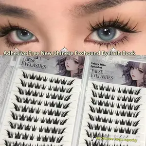 Large Capacity Self-Adhesive  Glueless False Eyelashes Fluffy Winged Fox Eye Natural Volume Lashes Reusable Easy Removal 11-13mm One Box