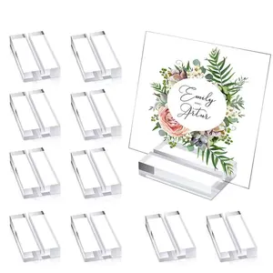 Acrylic Name Card Holder Base, Transparent 1pc/5pc/10pcs, Table Number Stand, Wedding Sign Display, Office Menu, Meeting