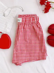 Elastic Waist Gingham Shorts, Womenswear, Checkered, Comfortable Slim Fit for Everyday Wear, Perfect for Spring and Summer Fashion, Casual