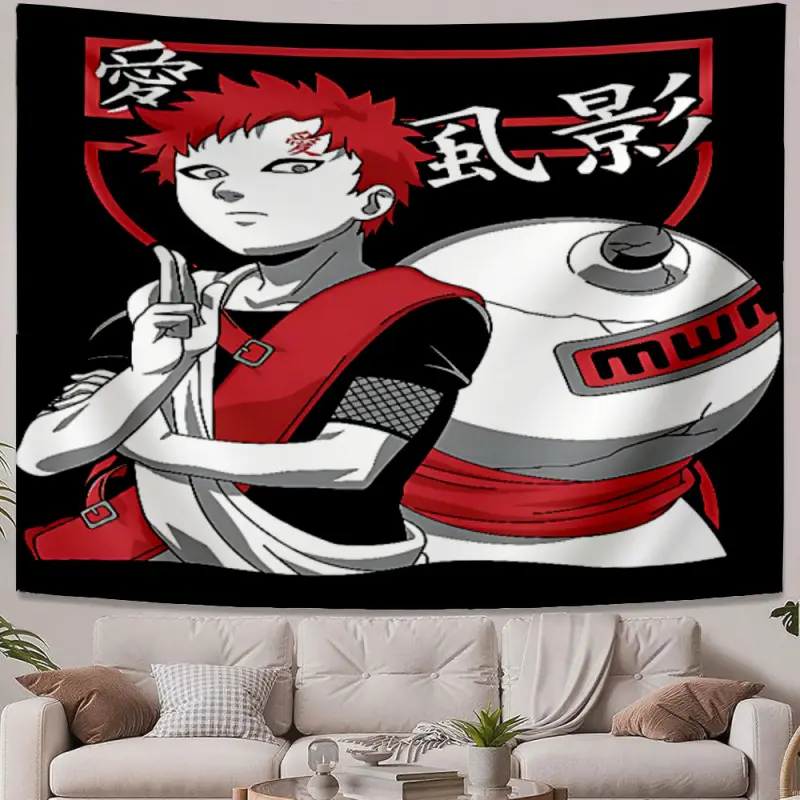 Naruto Anime Gaara Printed Tapestry, Classic Home Decor, Room Decor for Bedroom Use, Hand Washable Home Supplies, Synthetic