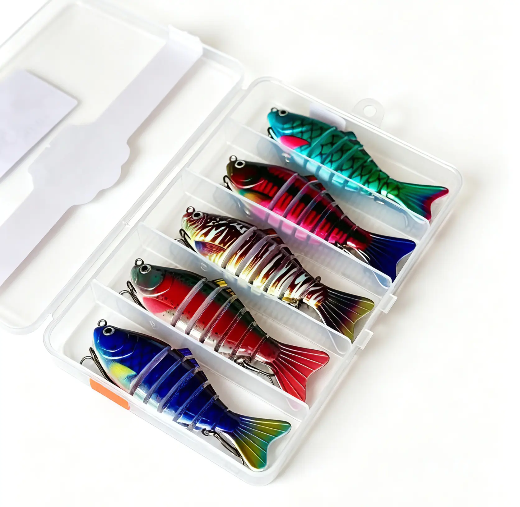 Multi-jointed swimming bait, suitable for both freshwater and saltwater, suitable for catching bass and pike. Outdoor fishing equipment. Bait imitation swimming posture fishing bait set. Made of plastic bait and metal reinforced hook bar.
