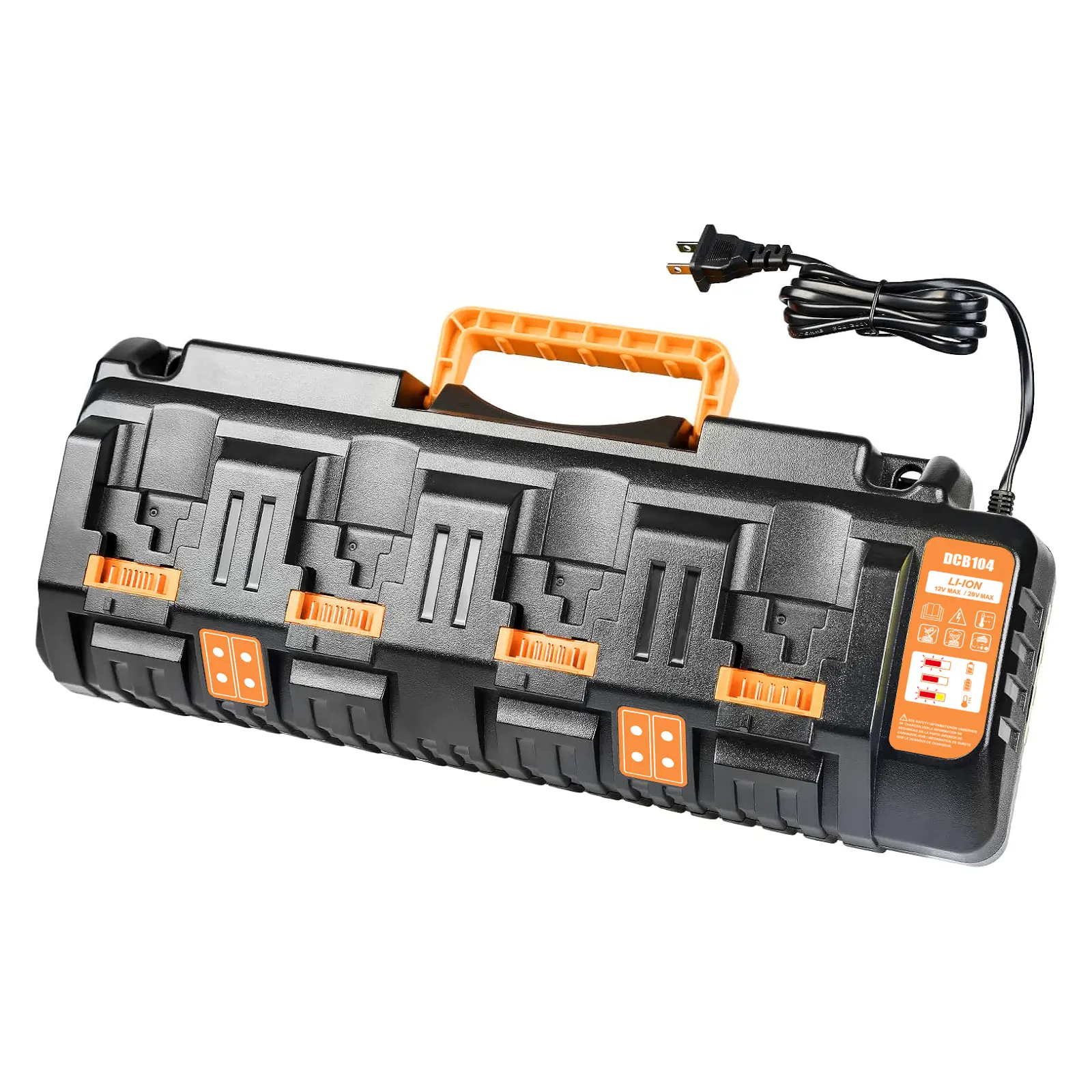 Amityke DCB104 Model 180W Replacement Power Tool Charger for Dewalt 12V/20V Max Flexvolt Batteries, 100% New, 100-240V 50/60Hz (100V-240V Compatible), Battery Status Indicator, Security Protection, USB Ports, Simultaneous Charging