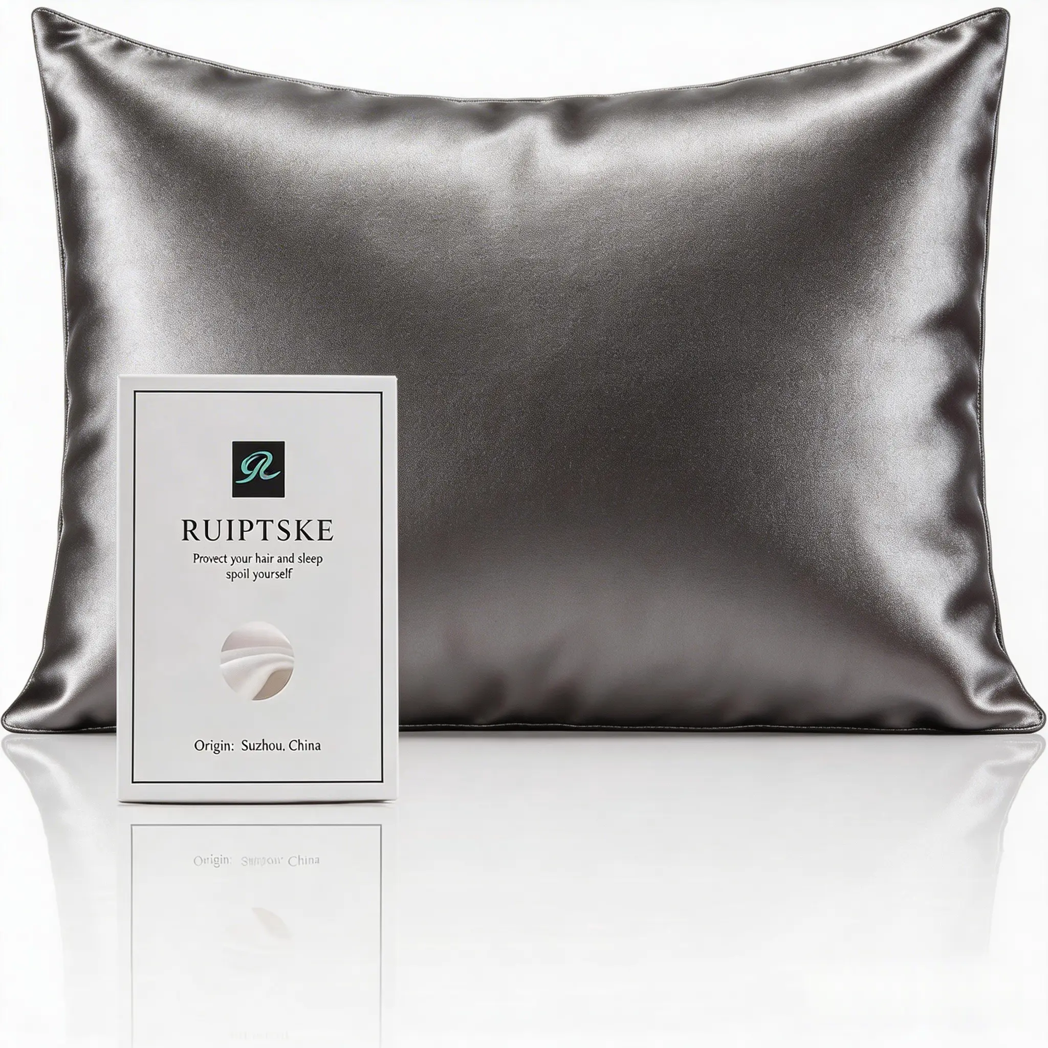 RUIPTSKE Luxury 5-Star Hotel Quality 100% Pure 6A Grade Mulberry Silk Pillowcase, Soft, Hypoallergenic, Smooth Double-Sided, Hidden Zipper, Gift for Women & Men, 1pc, Luxury Five Star Hotel Quality Silky Fitted Sheet Silky Satin Bedding