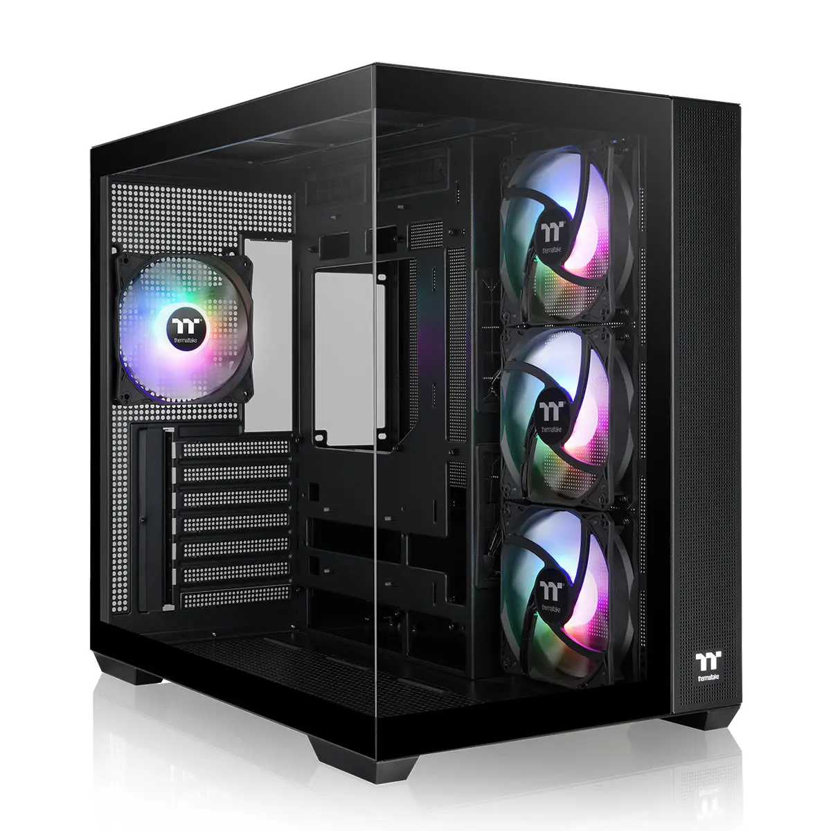 View 380 TG ARGB Mid Tower PC Case - PC Unit, Desktop Computer, 4x120mm ARGB Lite Fans, Component Display, Dual Chambers, Tempered Glass Protector, Universal ATX, Maximizing Viewing Angles