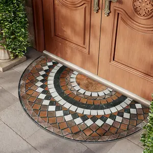 [Dajing Brand Kaini Velvet 1800G/Square]1pc of Vintage Entrance Mat, Half-Round Roman Style Pattern, Durable And Dust-Removing Mat for Home Use, Non-Slip Foot Mat for Corridors And Doorways