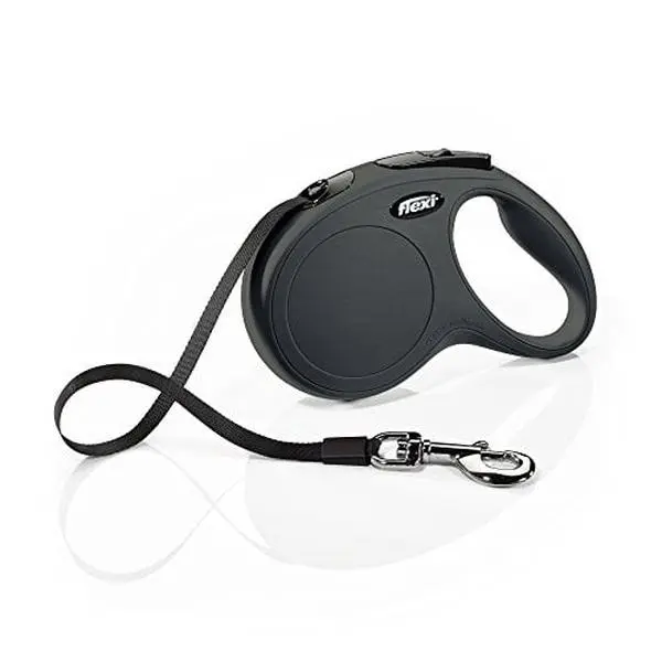Flexi Medium Classic Tape Dog Leash, Black - 55 oz & 16 ft., Ergonomic Grip, Brake Button, Accessorized with LED Lighting System
