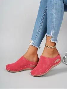 Elegant Fashion Women's New Platform Slip-On Mules, Minimalist Casual Clogs, Comfortable Soft Sole, Suitable for Spring/autumn, Home, Walking, Commuting