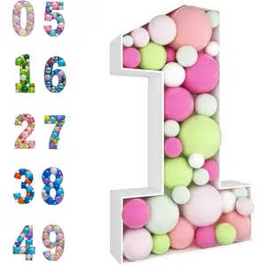 3FT Mosaic Balloon Frame Number 1 Light Up Numbers Pre-Cut Kit Thick Foam Board Decoration for Birthdays Anniversary Baby Shower