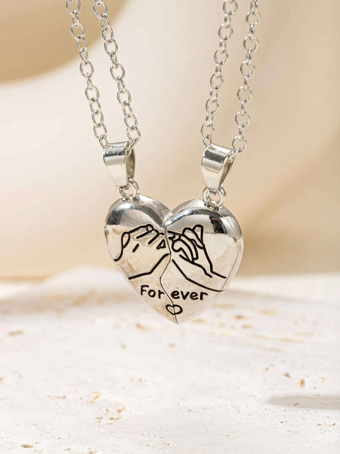 Two Stainless Steel Necklaces Together Forever, Rose Box Gift Set, Mother's Day Present, Elegant Letters Pattern, All Seasons Jewelry