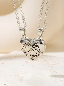 Two Stainless Steel Necklaces Together Forever, Rose Box Gift Set, Mother's Day Present, Elegant Letters Pattern, All Seasons Jewelry