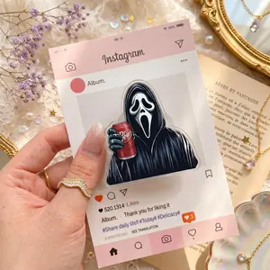 Horror Mask Phone Grip, Scary Ghost Aesthetic Phone Holder, Gothic Cartoon Phone Stand Grip, Cute Spooky Cell Phone Accessory Gift