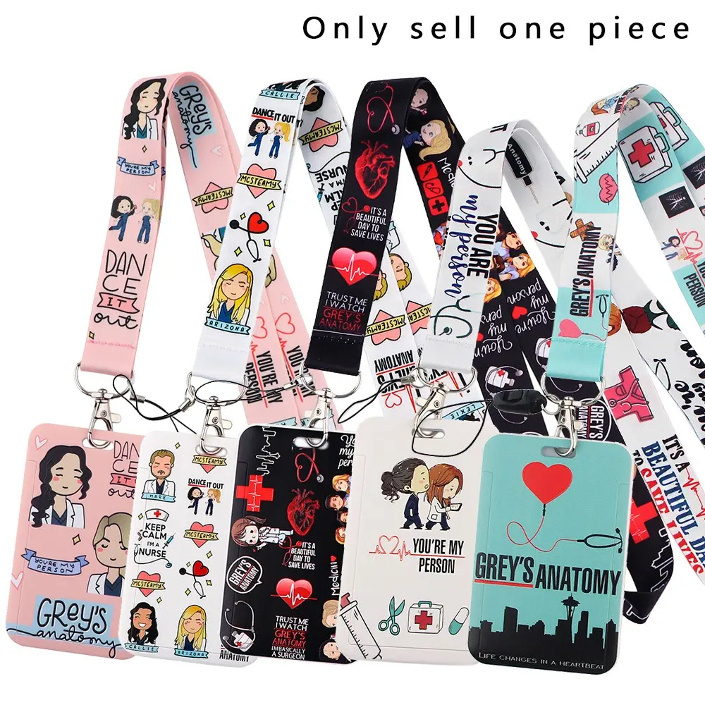 Grey's Anatomy Neck Strap USB Lanyards Keychain Badge Holder Doctors Nurses ID Credit Card Pass Hang Rope Lariat Lanyard for Keys Accessories Gifts