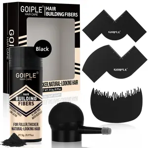 Men's Hair Building Fibers Set Hair Thickening Powder Natural Haircare Professional Styling for Fuller Looking Hair Comfort Bald Spots (Black)