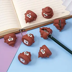 Cute Poop Design Pencil Sharpener, 3/5/10pcs Silicone Material Battery-free Pencil Sharpener, Writing & Correction Tools for Home School Office
