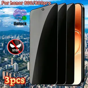 3pcs Privacy Screen Protector for Honor 600 Series, Anti-Glare, Touch-Responsive, Bubble-Free, Scratch-Resistant, Edge Protection