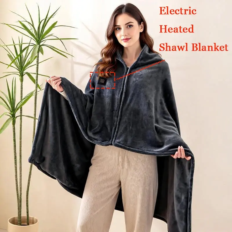 1pc Heated Shawl Blanket, Portable Zippered Heated Blanket, Cordless Heated Shawl, Three Heat Settings, Christmas Gift for Wife/Girlfriend/Mother, Valentine's Day Gift, Wearable Heated Blanket, Washable Heated Blanket (Power Bank Not Included)