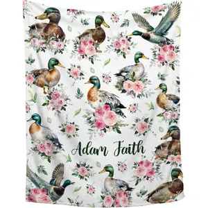 Personalized Baby Blanket for Girls Boys - Custom Mallard Duck Blanket with Name - Swaddle Blanket for Toddlers Infants Newborns Nursery, 30"x40"-Toddlers/Pets Size