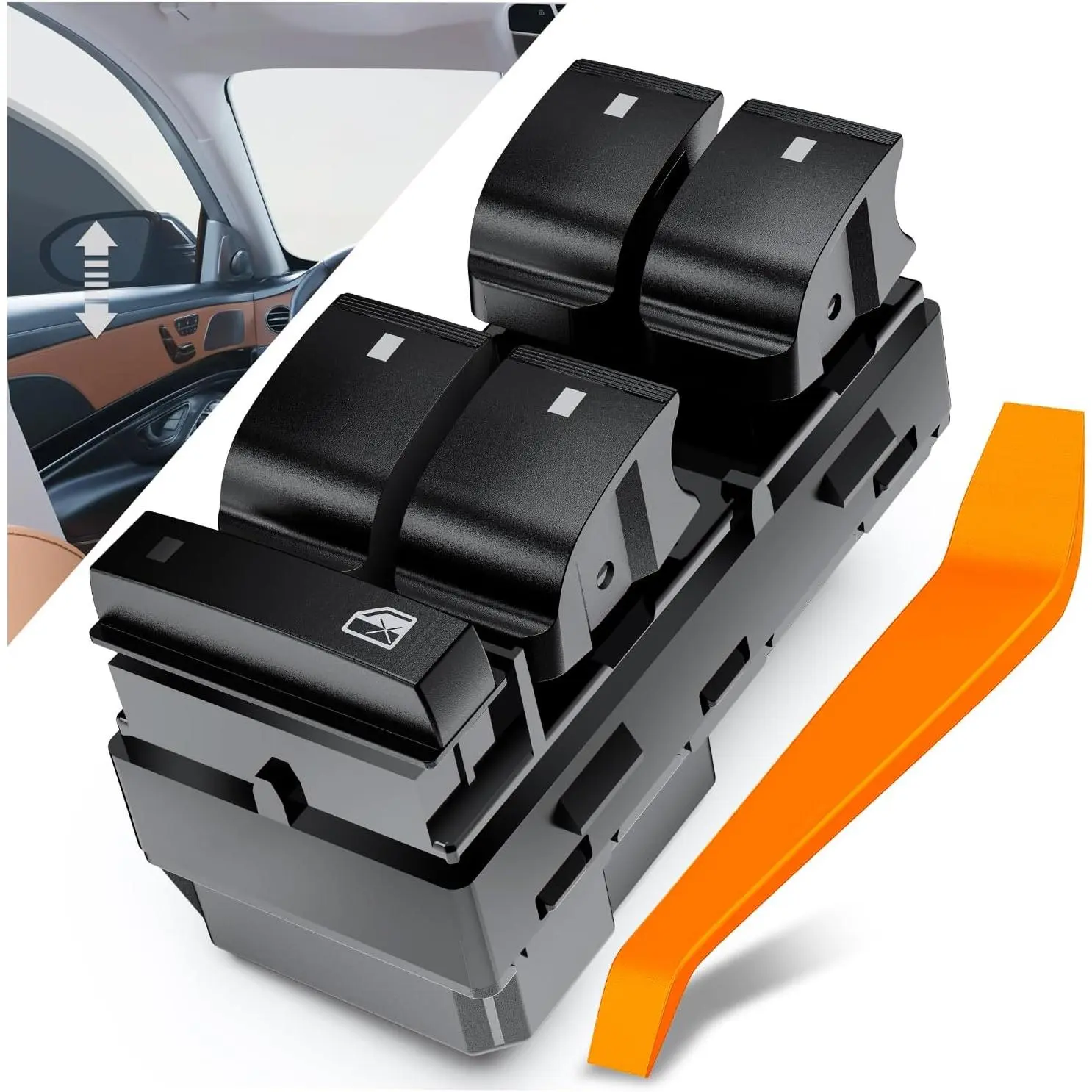 Power Master Interior Window Switch, Compatible with 2007-2013 Chevy Silverado 1500/2500HD/3500HD, GMC Sierra/Yukon, 2009-2016 Chevy Traverse Replacement Button Switch