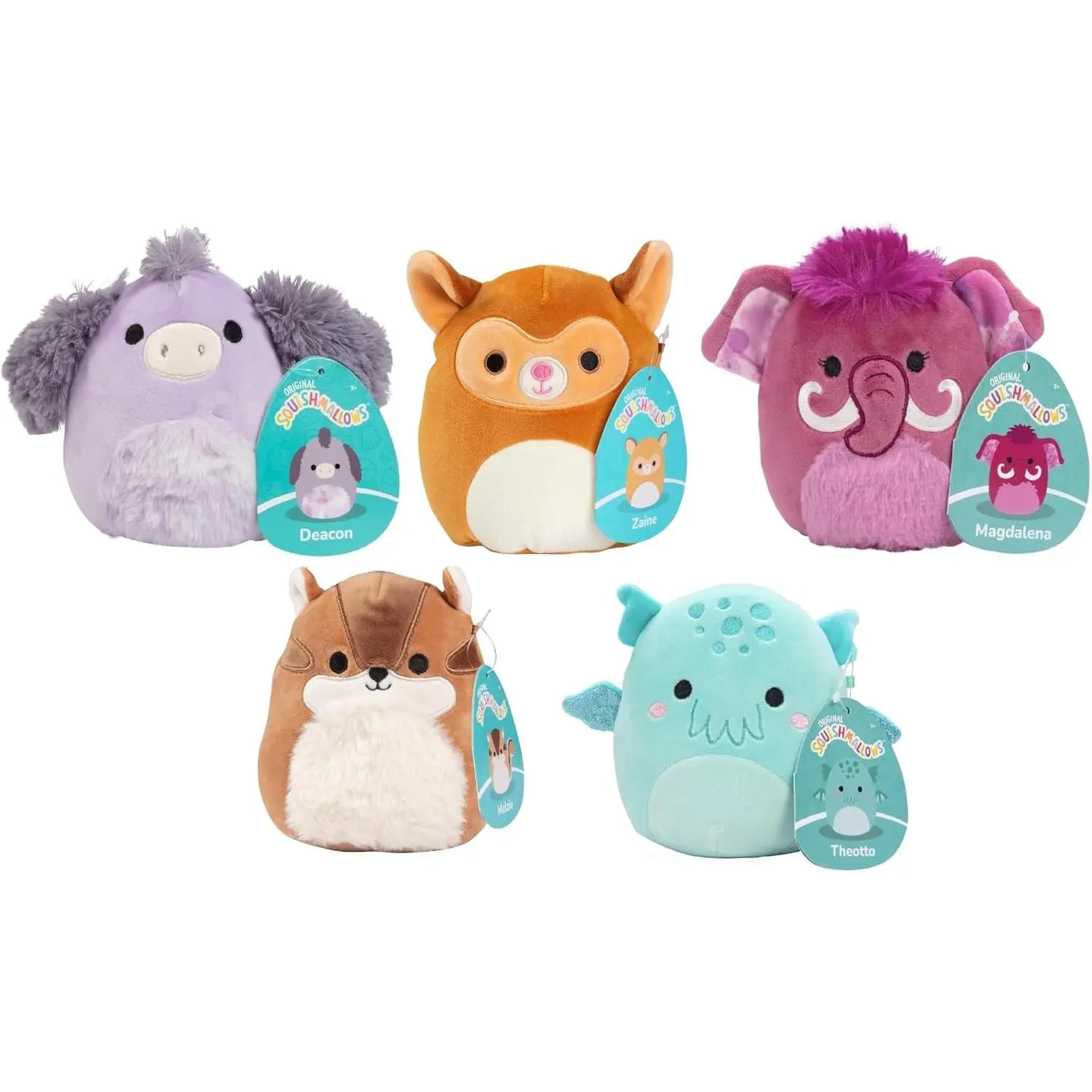 Squishmallows 5-Inch Mini Plush 5-Pack- Snuggle Collection- All Different Plushes- Collectible Soft Stuffed Animals Toy- Gift for Kids, Girls & Boys