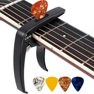 Guitar Capo, 3in1 Zinc Metal Capo for Acoustic and Electric Guitars (with Pick Holder and 4Picks),Ukulele,Mandolin,Banjo,Guitar Accessories (Black)