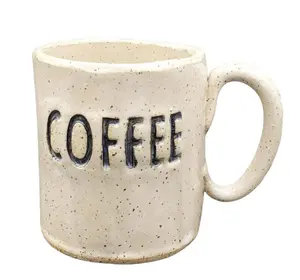 'Coffee' Handmade in Ohio Ceramic Stoneware Ivory 14oz Mug