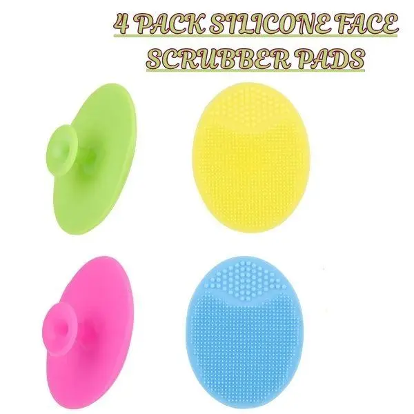 4 Pack Silicone Face Scrubber Pads – Soft Facial Cleansing Brush Exfoliator for Pore Cleansing, Blackhead Removal & Gentle Face Massage, Reusable Face Scrubbies for Women & Girls