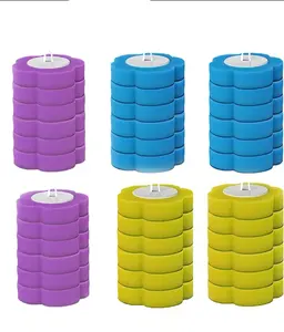 36-Piece Disposable Toilet Brush Refill Set, available in three colors: Ocean Blue, Lemon Yellow, and Lavender Purple. Ideal for cleaning bathrooms, toilets, bathroom walls, and drain pipes. This is a disposable toilet brush set.