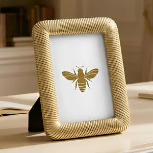 DN DECONATION 4x6 Picture Frame Gold Photo Frame with Glass Front, Vintage Resin Picture Frames for Tabletop & Wall Display, Farmhouse Decor Wedding Decorations Living Room Decor
