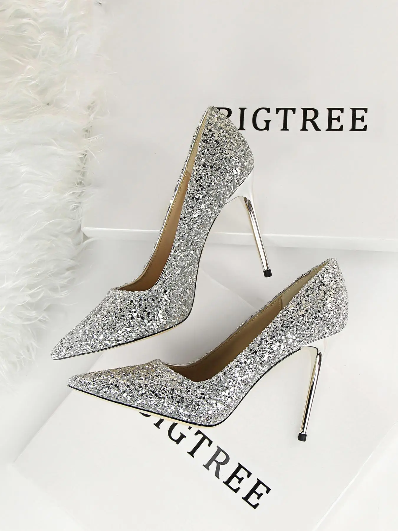 Women's Rhinestone Decorated Classy Stiletto Heels, Prom Heels, Elegant Glitter Pointed Toe High Heel Shoes for Party, Banquet, Pointy Heels, Fashiona