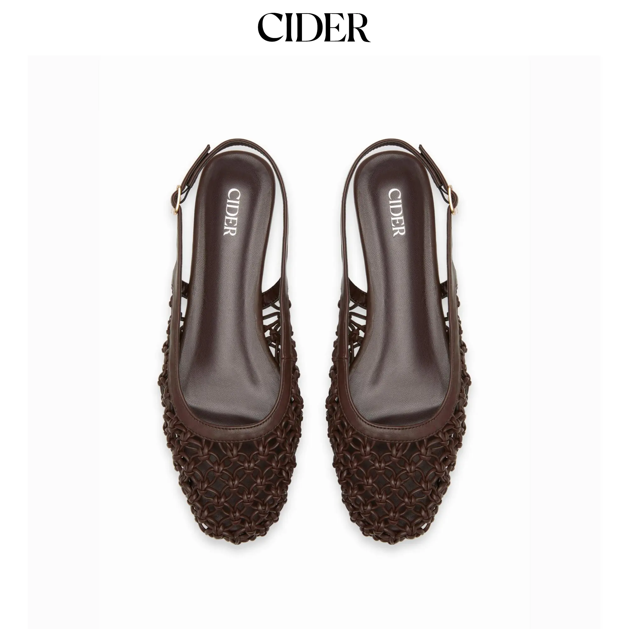 Cider Women's Woven Slingback Flats, Casual Slip-On Square Toe Shoes with Strap for Everyday Wear