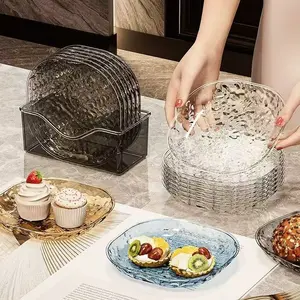 Transparent Bone Plate with Ripple Design, Food-Grade Small Dish for Home Use, Elegant Tableware for Fruits and Snacks, Lightweight Luxury Bowl, Clear Plates