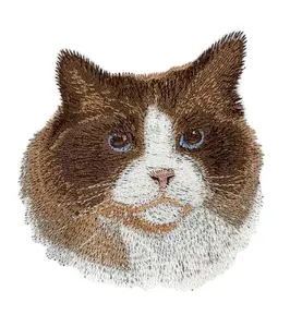 Amazing Custom Cat Portraits [Ragdoll Cat Face ] Embroidered Iron On/Sew Patch (4" x 3.6") Made in USA]