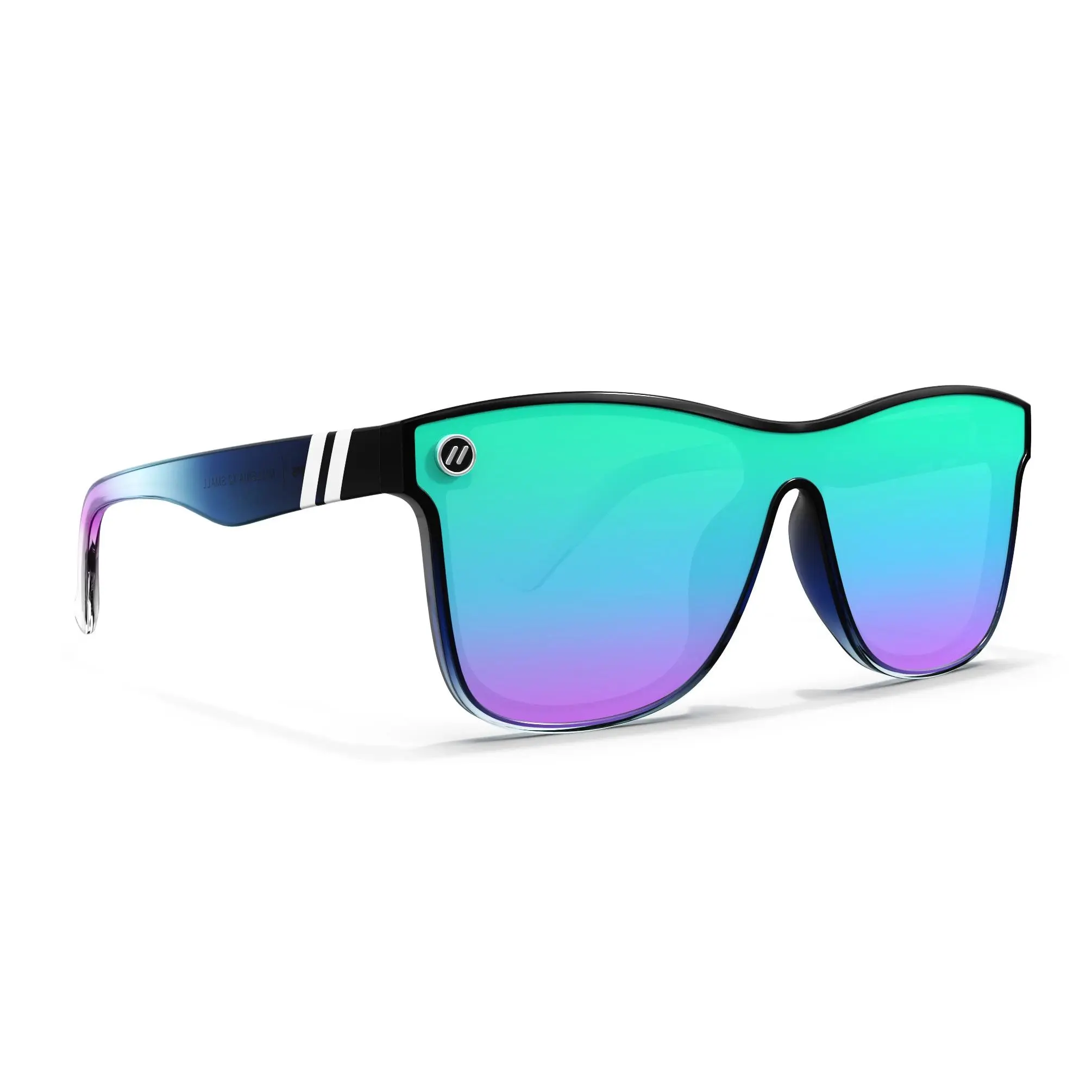 Millenia X2 Small Black Forest | Blenders Eyewear | Unisex Sunglasses Gloss Black Teal Fade Polarized Blue Purple Mirror UV 100% Protection Small Medium Fit